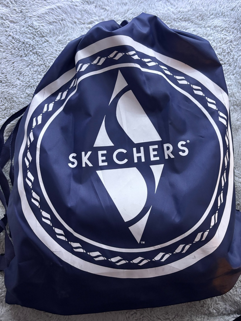 Skechers Navy and White Logo Drawstring Backpack